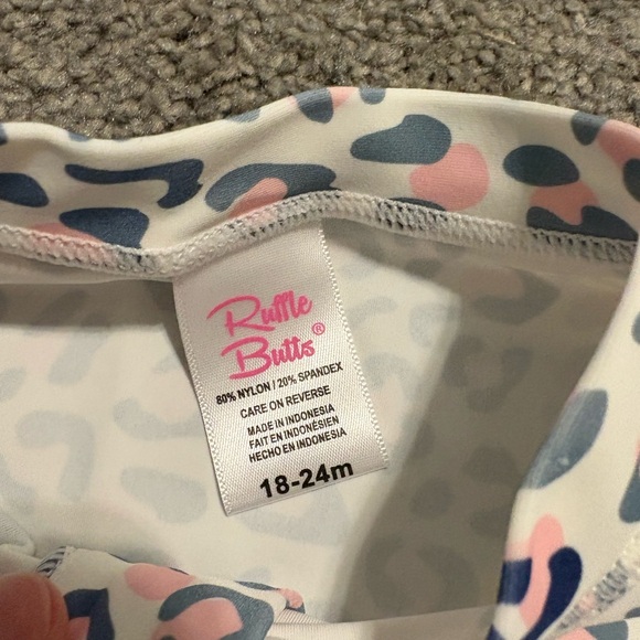 Ruffle Butts Pink and Blue Patterned Rash Guard - Picture 2 of 3
